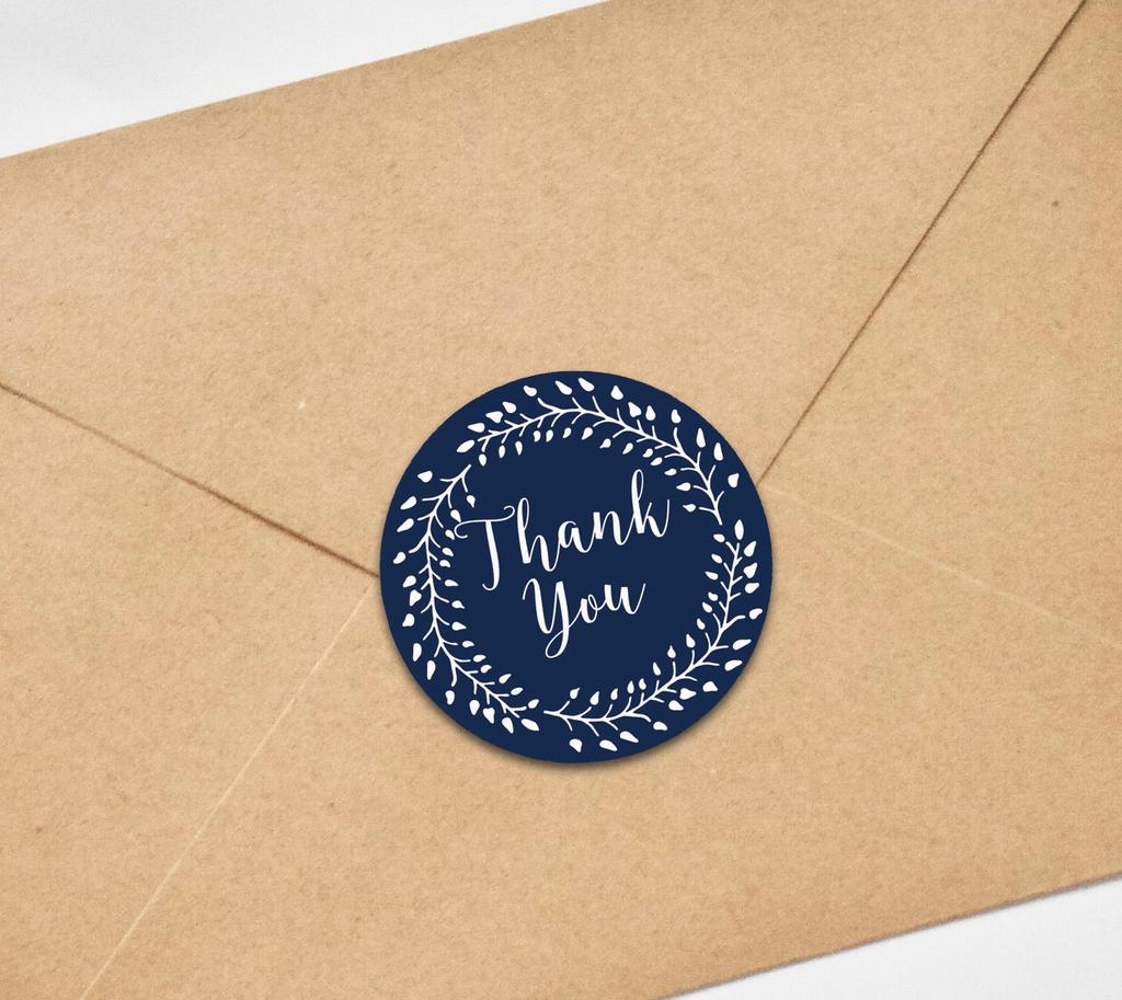 Darling Souvenir Round 1.6 Inches Black Vines Border Thank You Stickers Non Customized Gift-45
