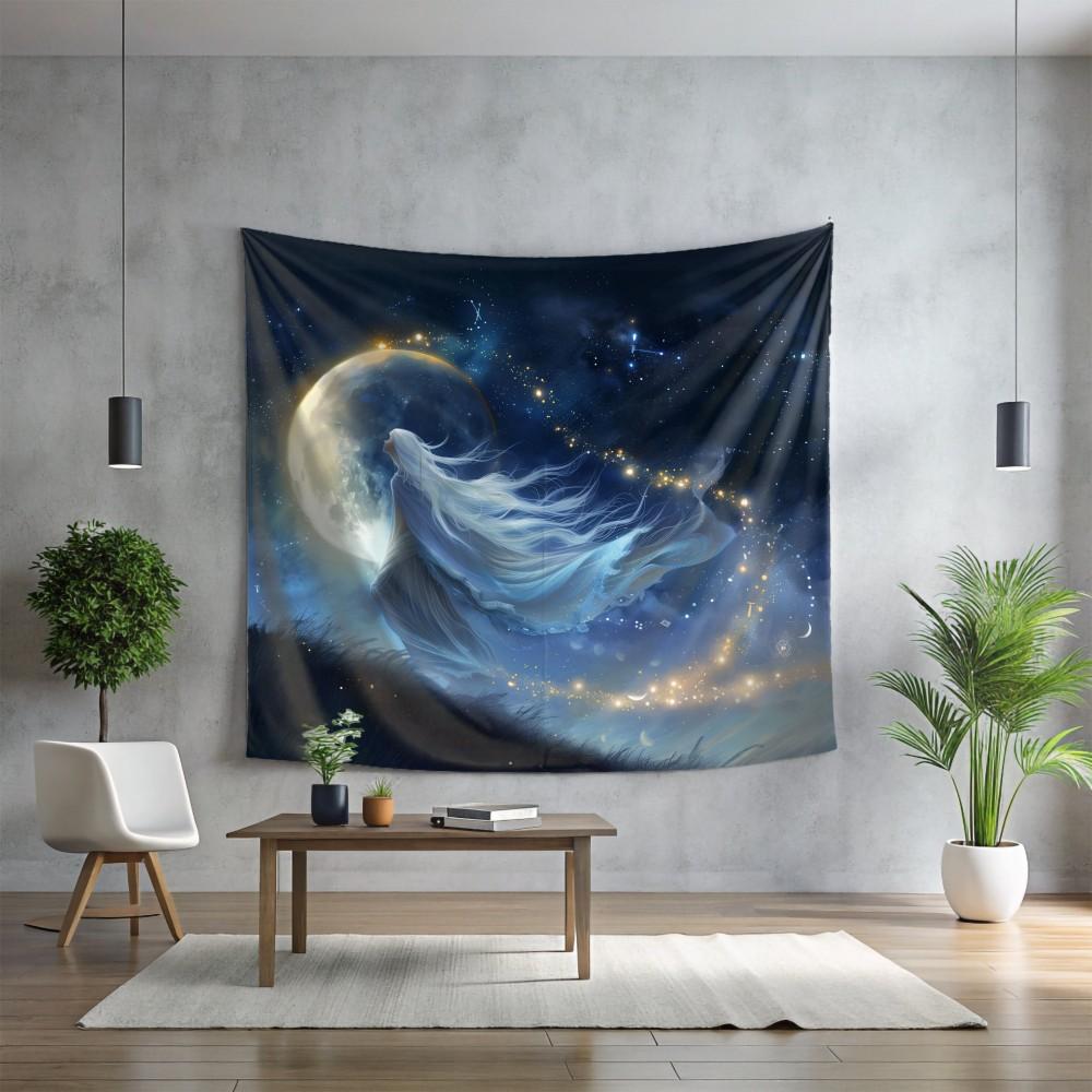 Dreamy Starry Sky Moon God Tapestry Space Goddess Living Room Background Cloth Room Decoration Home Decoration