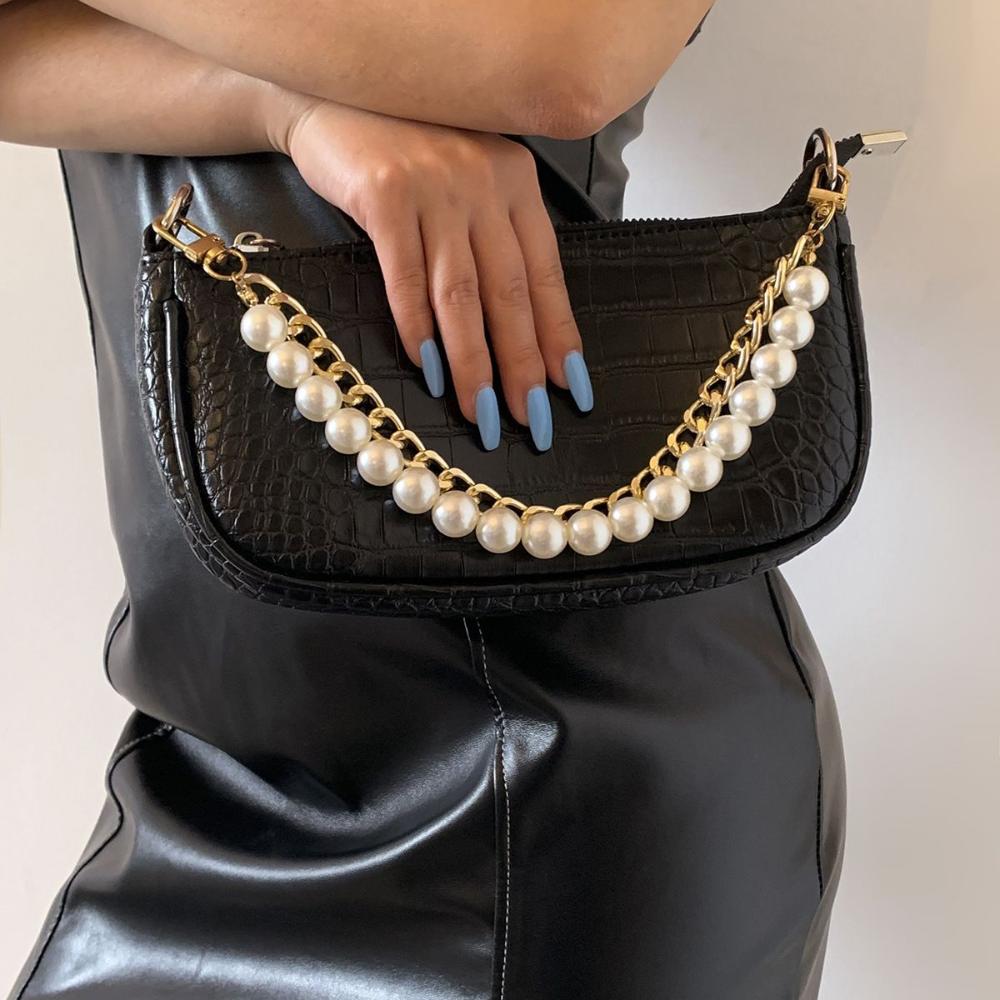 Retro Replacement Handles DIY Purse Handbag Belt Shoulder Chain Bag Chain Pearl Bag Strap