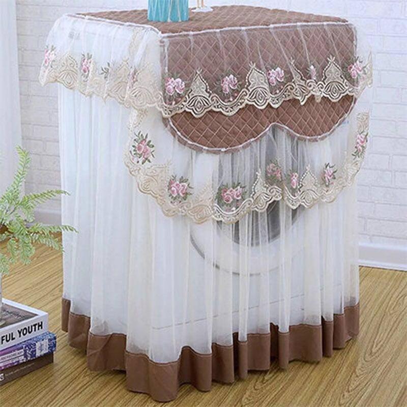 Lace Washing Machine Cover Dustproof Embroidery Floral Home Decor Protector Washing Machine Covers