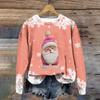 Women's Fashion Christmas Printed Long Sleeve Loose Round Neck Sweatshirt Top