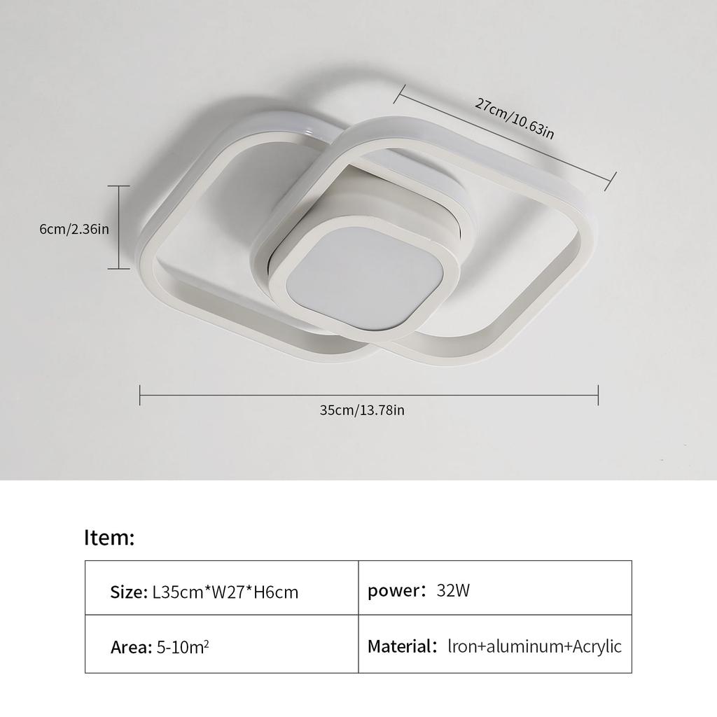 Светодиодный потолочный светильник 32 Вт Современный потолочный светильник Холодный белый квадрат 6000 К Свет для балкона, спальни, прихожей