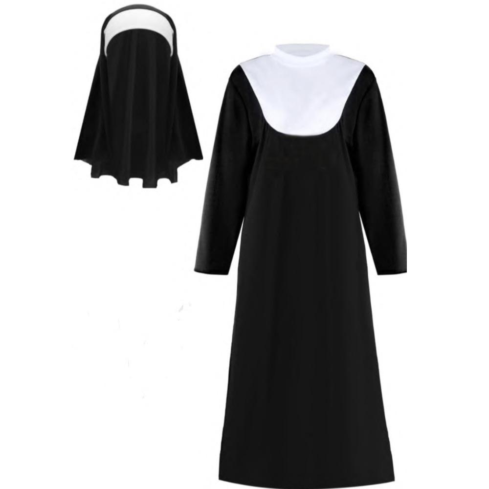 Black Father's Clothing Adult Size Cosplay Costume Gothic Style Nun Costume  Cosplay Events