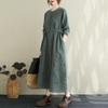 Long Sleeve Plus Size Cotton Linen Women Casual Loose Dress