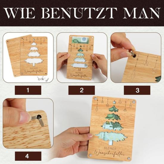 Wooden Crafts German Blessings Engraved Money Tree Board Double-Sided Traditional Wooden Holiday Gift