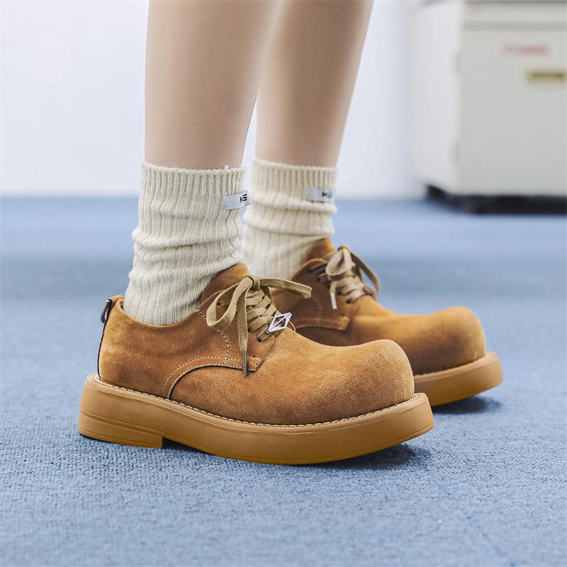 Туфли дерби для пожилых, для поездок на работу, с большой носочной частью, парная обувь, увеличивающая рост, ретро, рабочие туфли, повседневная кожаная обувь для поездок на работу 1077-J