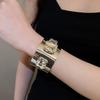 Rhinestone Wide Cuff Bracelet Glossy Metal Open Bangle New Statement Bracelet  Daily Wear