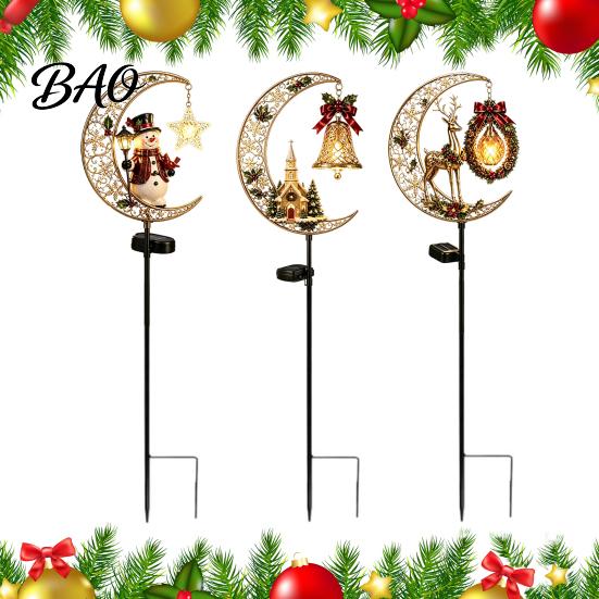Housewarming Gift for Friends Solar Christmas Crescent Light, Moon Snowman Garden Stake Waterproof Festive Outdoor Seasonal Decor LED Pathway