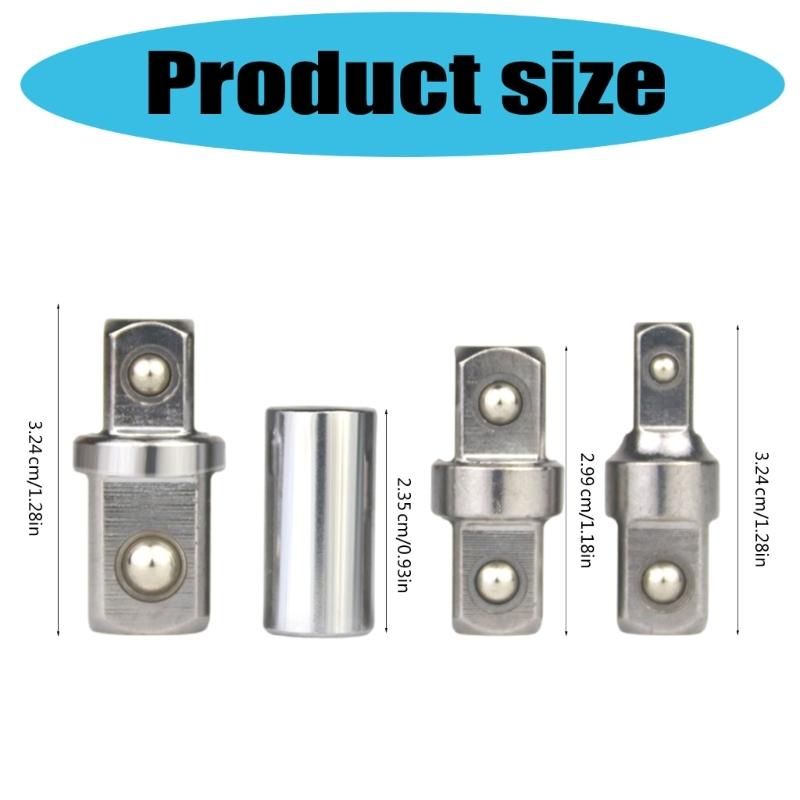 Multiple Size Socket Adapter 1/4 To 3/8 or 1/2 Inch Square Drive Converter Set for Home Improvement and Workshop Tasks