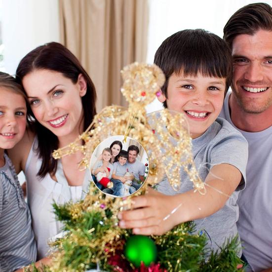 6/12 шт. Рождественский сублимационный-заготовка керамический кулон Белый круглый керамический подвес с золотой нитью для рукоделия Рождественская елка Персонализированный