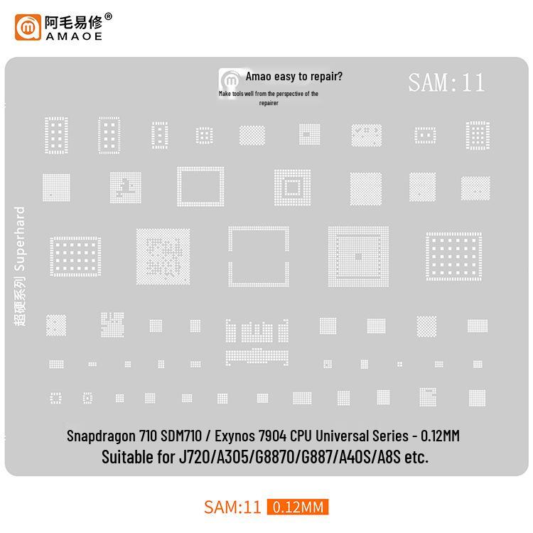 Amao Подходящий трафарет для паяльной пасты для Samsung S20/S21/A70/A90/J720/S10+/Note10 Многоцелевой чип