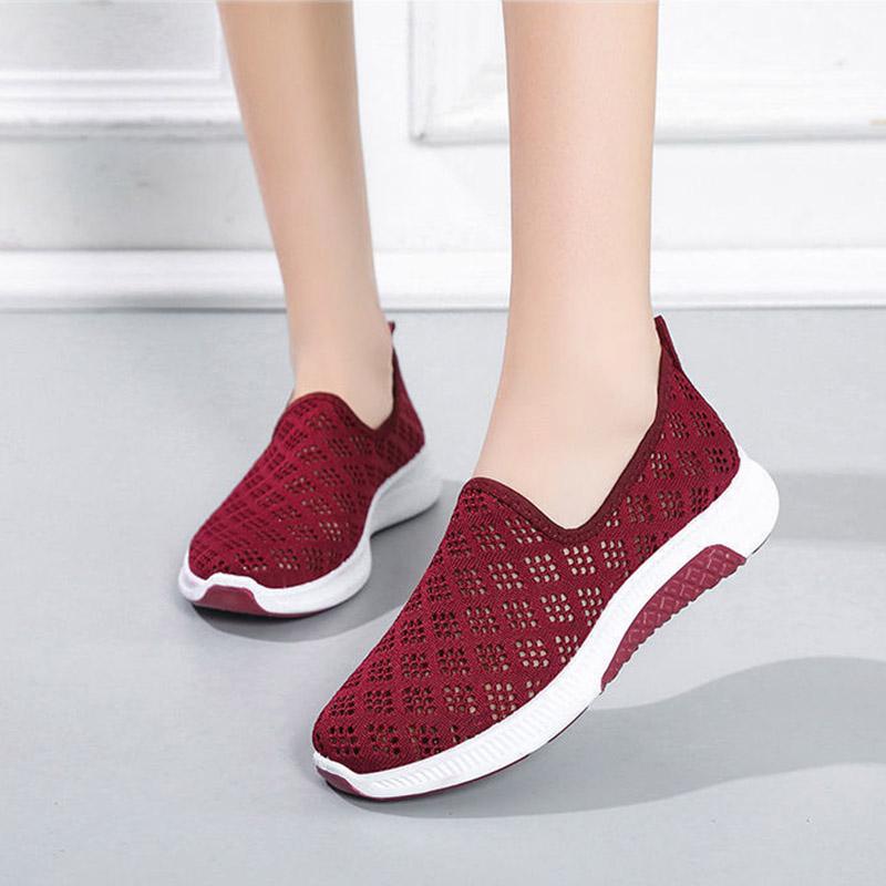 Women's Spring and Summer Sports Shoes Non-slip Wear-resistant Running Shoes Slip-on Mesh Shoes