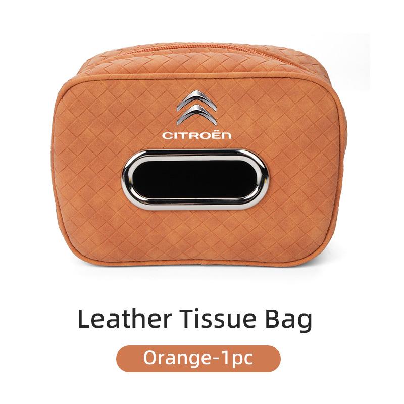 Car Plaid Tissue Holder Leather Tissue Box Seatback Hanging Bag Accessories For Citroen C4 C3 C5 C1 C2 C-Elysee Berlingo Picasso