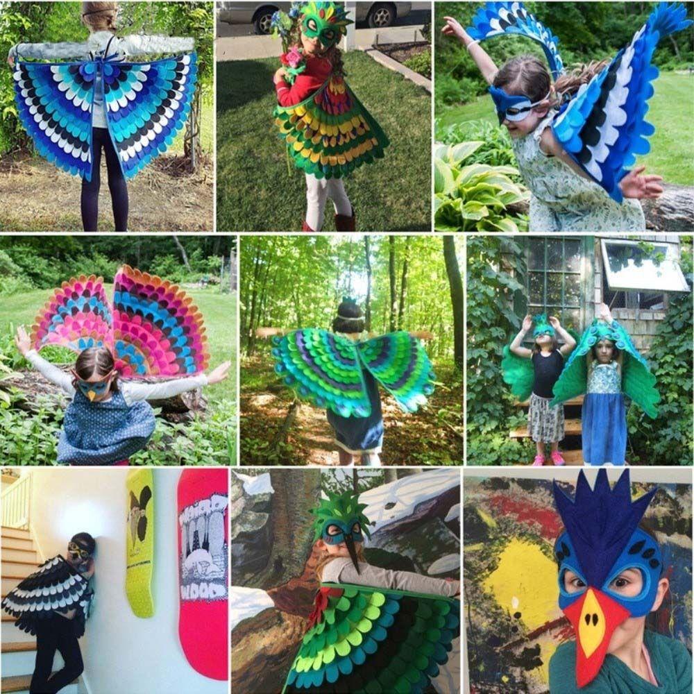 Bird Wings Halloween Children Costume Felt Cloth Cape Mask Set Halloween Cloak with Mask Children