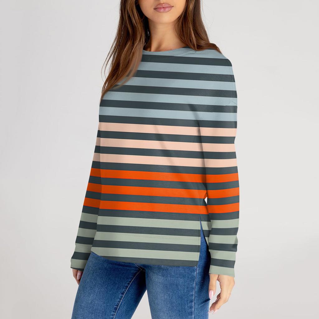 Женский повседневный модный однотонный свитер с круглым вырезом и длинными рукавами