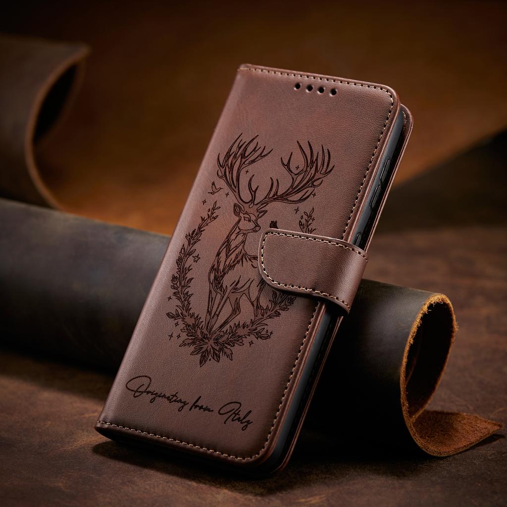 3D Тисненая Кожа Животных Чехол-Книжка Кошелек для Телефона для iPhone 16 15 14 13 12 11 Pro Max XR X XS SE 7 8 Plus 16e Чехол-Книжка с Защитой от Открывания