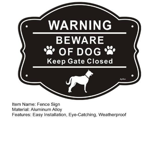Beware of Dog Sign for Fence Aluminum Alloy Yard Keep Gate Closed Sign Fade Resistant Weatherproof Warning Sign for Door Gate Fence