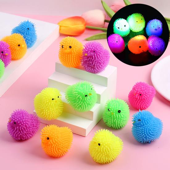 12 шт. светодиодных шариков-пуфферов, пасхальные яйца, светящиеся игрушки для детей, светящиеся сжимаемые сенсорные шарики, игрушки-фиджет, наполнители для пасхальных яиц, сувениры для вечеринок, пасхальная корзина