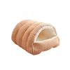 Warm Semi-sealed Pet Bed Checkered Pattern Cat Cotton Nest Winter Cat Bed  for Rabbit Cats