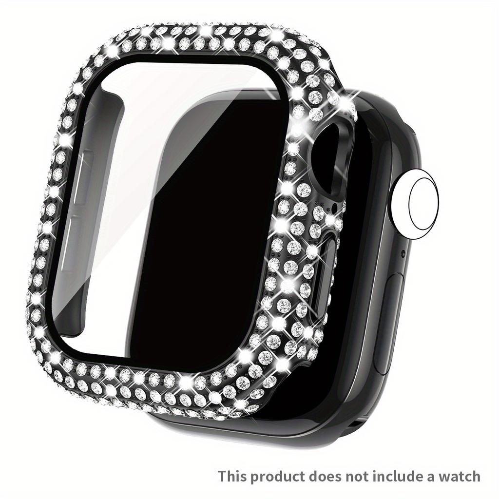 Чехол со стразами + Закаленное стекло для Apple Watch Series 11 10 9 8 7 SE, 46 42 45 41 44 40 38мм