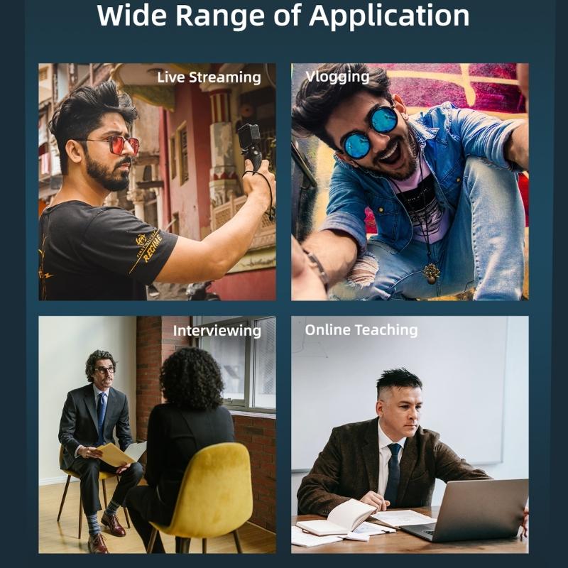 Маленький петличный микрофон с клипсой, всенаправленным захватом и шумоподавлением для прямой трансляции видео