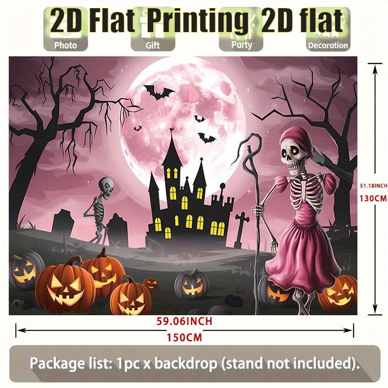 2D flat pink Halloween background decoration photo props, polyester banner decoration, home decoration