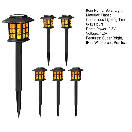 2/6 шт. Газонные лампы мерцающее пламя солнечные фонарики IP65 водонепроницаемый простая установка автоматическое включение/выключение уличные солнечные садовые светильники