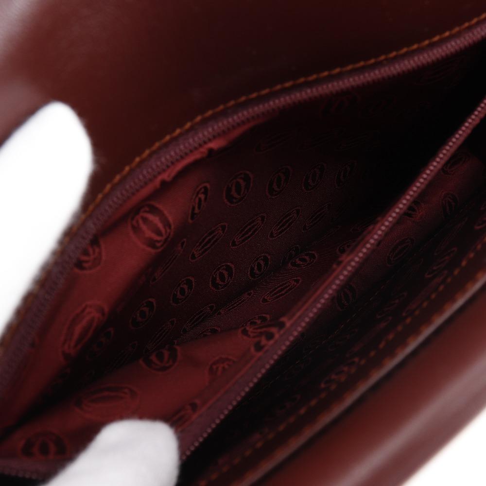 CARTIER Must Line Shoulder Bag Bordeaux Calfskin Women Used
