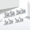 Zircon Japanese and Korean Fashion Stud Earrings for Women Anti-allergic Needle Small INS Classic Bright Four-claw Single Diamond Stud Earrings.
