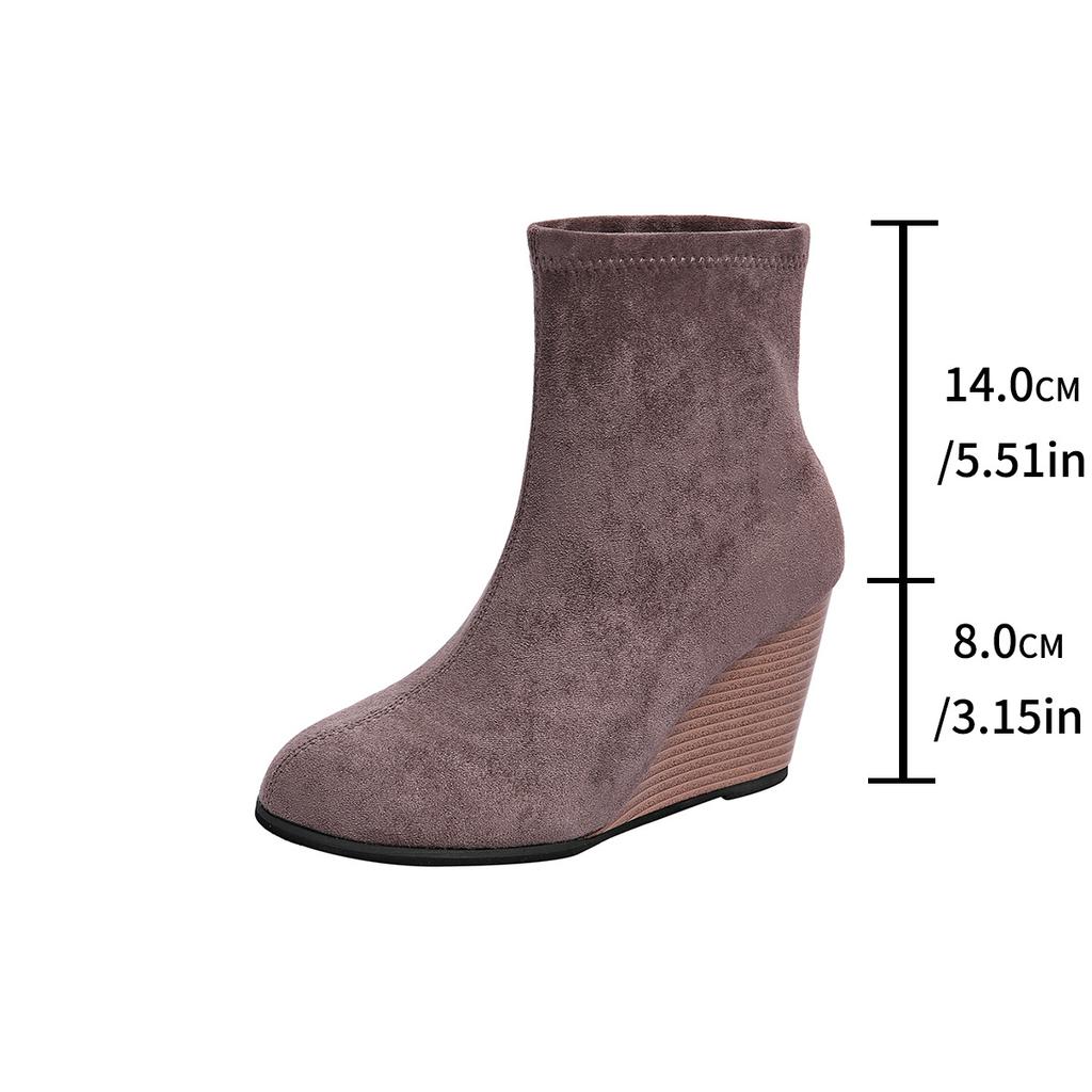 2024 Autumn and Winter New Wedge Heel Short Boots Retro Martin Boots Chelsea Boots Large Size Women's Boots