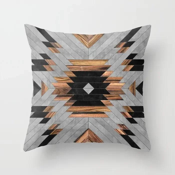 45x45cm Creative Wood Texture Marble Pillowcases Fashion Geometric Cushions Case Farmhouse Home Decor Sofa Couch Throw Pillows