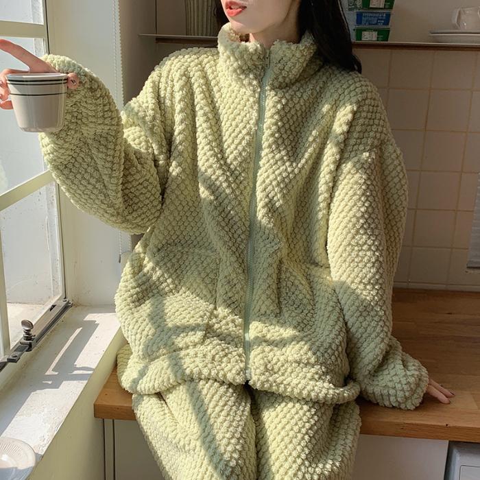 Женская пижама, женский зимний пижамный комплект, флисовая пижама, одежда для сна, толстый теплый бархатный женский домашний костюм, милая пижама
