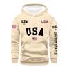 Men's Loose Flag Printed Hooded Sweatshirt Men's Casual Fashion Sports Sweatshirt