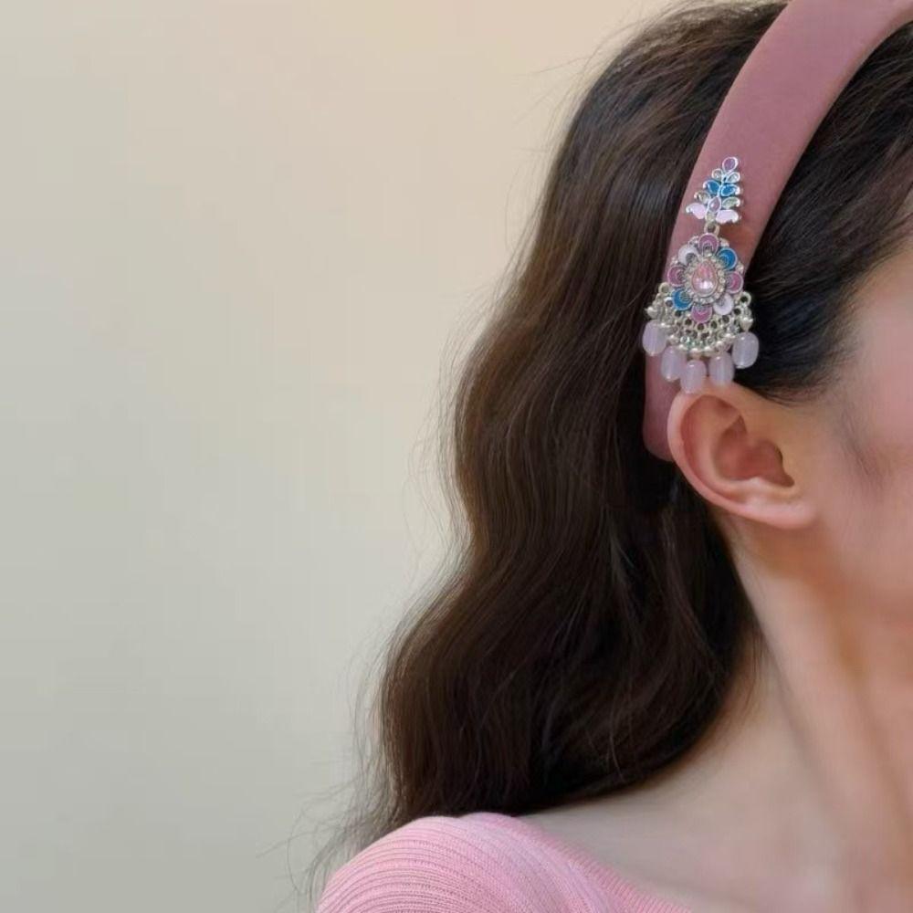 Новый китайский стиль этнический стиль обруч для волос головной убор серебряная подвеска заколка для волос головной убор