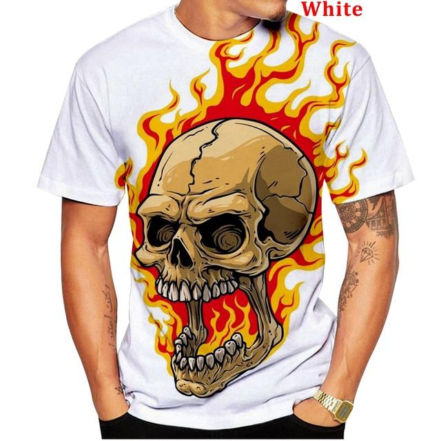 Men's Spring/Summer Fashion Funny Gothic Skull 3D Printed T Shirt Black Round Neck Short Sleeve Tops XXS-6XL
