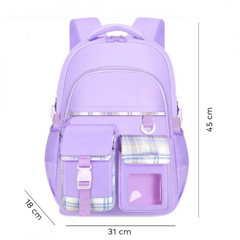 Checkered School Backpack for Girls, Youth, Universal, Purple