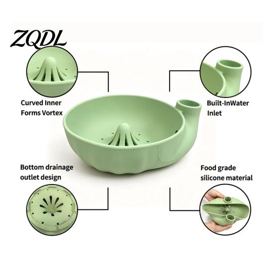 Wash And Drain Gadget Self-Spinning Berry Swirl Bowl, Food-Grade Silicone Vortex Fruit Colander with Built-in Portable Rinse Basin for Cleaning Grapes