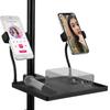 Microphone Stand Tray Mic Stand Tray With Phone Holder Adjustable Clamp On Stand For Singing Podcast Recording Streaming Stage