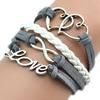 Women Multilayer Infinity Heart Love Friendship Faux Leather Cute Charm Bracelet
