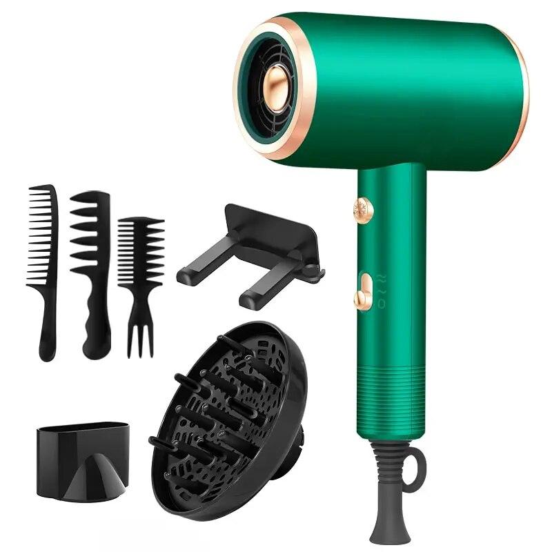 Профессиональный фен, мощный ионный фен 1800 Вт с диффузором, фен с 2 скоростями, 3 нагрева и кнопкой охлаждения для женщин