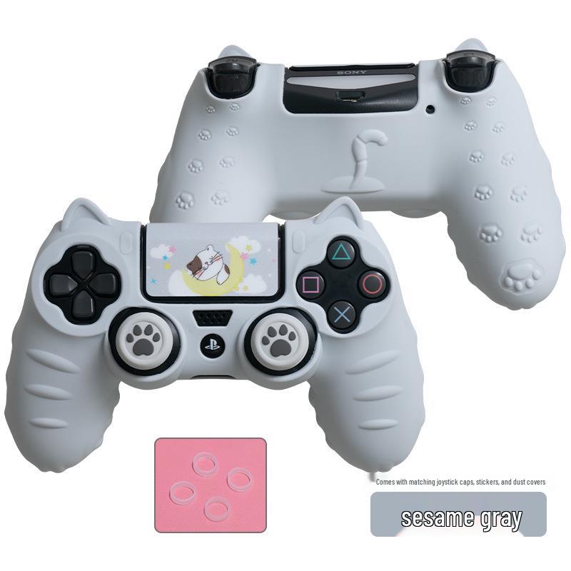 Мультяшный Милый Силиконовый Чехол для Геймпада PS4 с Колпачками на Стиках, Наклейками и Противопылевым Кольцом