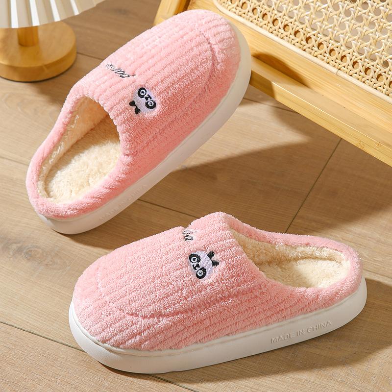 Новые хлопковые тапочки из овечьего хлопка для женщин зимой, домашняя теплая и утепленная обувь с мультяшной подошвой на толстой подошве для мужчин зимой