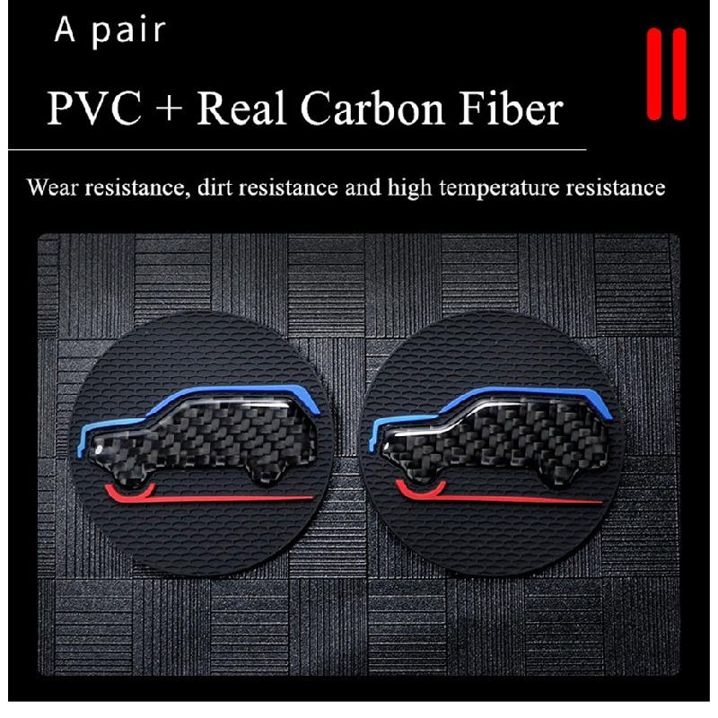 A Set Of 2 High-Quality Anti-Slip Elastic Long-Lasting Mats Made Of Real Carbon Fiber For In-Car Cup Holders