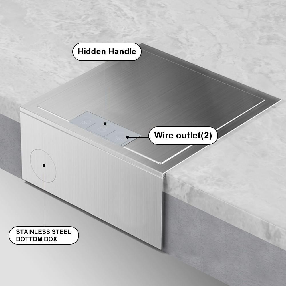 Rust-proof Flip Floor Socket Single Row 3-Pin & 2-Pin Socket Ultra Thin Hidden Style Replaceable Module Power Socket