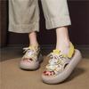 Thick Soled Peep Toe Sandals Genuine Leather Comfortable Casual Women's Flat Platform Shoes