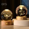 Faux Crystal Ball Light Calming Cosmic Night Light Clear Lighted Stellar Spheres with Wooden Base for Bedside Table Desk