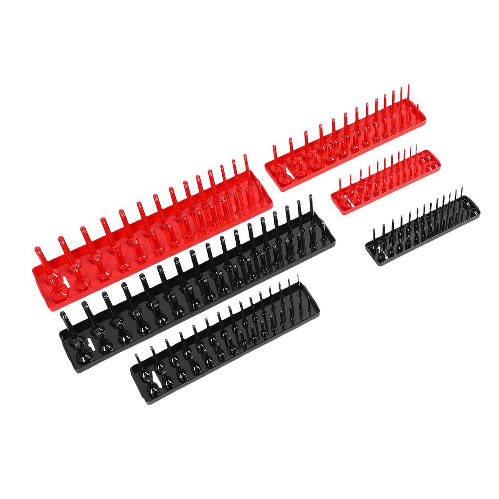 6Pcs Socket Organizer Tray Set 1 4 3 8 1 2in SAE Metric Socket Trays Deep Shallow Holders for Toolboxes
