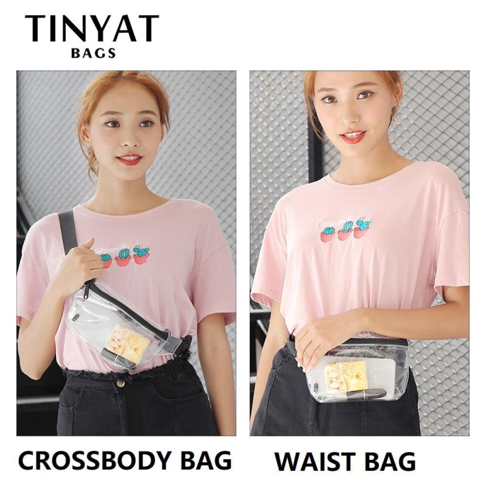 TINYAT Поясная сумка, женская поясная сумка для денег, телефона, прозрачная женская поясная сумка из ПВХ, поясная сумка, прозрачная сумка-банан для девочек