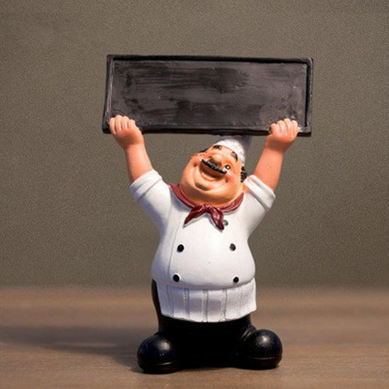 Chef Welcome Sign Ornament – Creative Home Décor Chef Figurine with Message Board