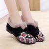 2025 Winter Cotton Shoes Embroidered Bag with Middle-aged and Elderly Warm Ethnic Wind Comfortable Soft Sole Mother Cotton Shoes